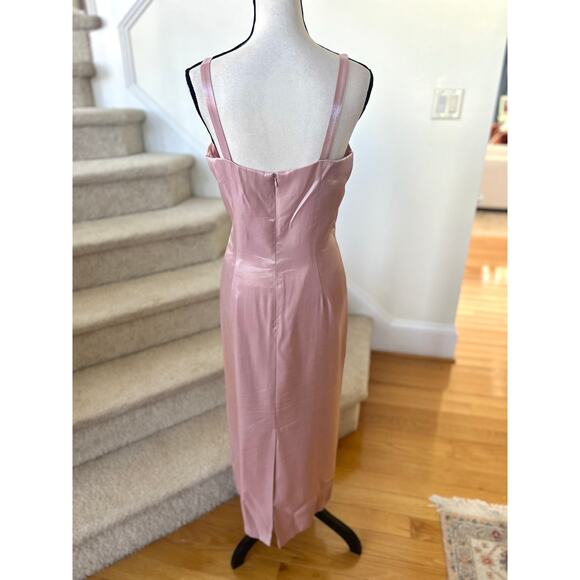 Vintage Y2K Alex Evenings Pink Mauve Iridescent Midi Sheath Gown Sleeveless - Picture 4 of 8